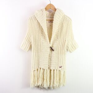 Hollister Knitted Fringe Short Sleeve Cardigan XS